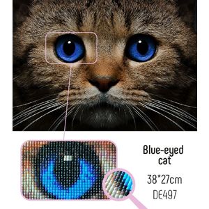 Collection D&#39;Art 5D Diamond Painting Kit, BLUE EYED CAT, 38 x 27cm