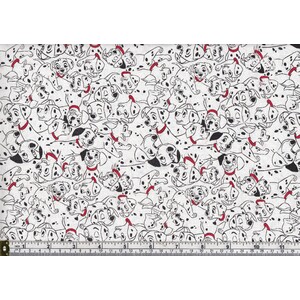 Cotton Fabric, Disney Dalmations Dots White 112cm Wide, Per Metre