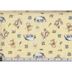 Cotton Fabric, Disney Winnie The Pooh Playtime Chamomile 112cm Wide, Per Metre