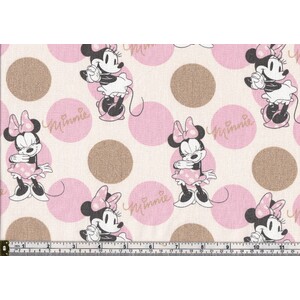 Cotton Fabric, Disney Minnie Jumbo Dot Metallic Light Pink 112cm Wide, Per Metre