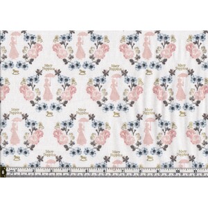 Cotton Fabric, Disney Mary Poppins Damask White 112cm Wide, 65cm - 75cm REMNANT