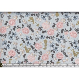 Cotton Fabric, Disney Mary Poppins Blossom Blue Metallic 112cm Wide, 88cm REMNANT