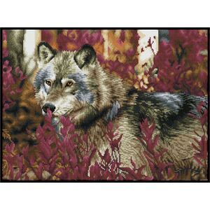 Diamond Dotz Squares AUTUMN WOLF DQK12.001 5D Diamond Painting Kit, Pre-Framed