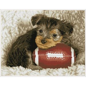 Diamond Dotz Squares FOOTY PUP DQK8.017 5D Diamond Painting Kit, Pre-Framed