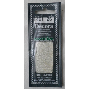 Madeira Decora Brilliant 4 Strand Rayon Hand Embroidery Floss, 5m Col 1401 WHITE