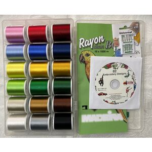 Madeira Rayon Smart Box 18 x 1000m Spools in Handy Box With Bonus Needles &amp; CD