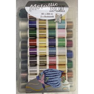 Madeira Metallic SoftBox Art No.8080, 80 x 200m Metallic Thread Spools 2 Bobbinfil