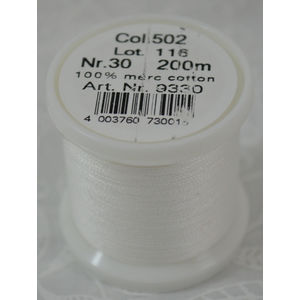Madeira Cotona 30, 200m Embroidery &amp; Quilting Thread Colour 502 White
