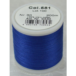 Madeira Cotona 30, 200m Embroidery &amp; Quilting Thread Colour 581 Royal Blue