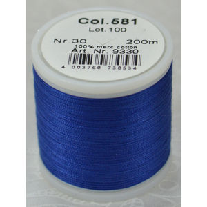 Madeira Cotona 30, 200m Embroidery & Quilting Thread Colour 581 Royal Blue