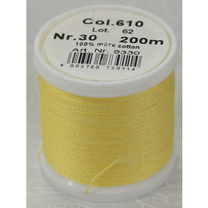 Madeira Cotona 30, 200m Embroidery & Quilting Thread Colour 610 Pale Yellow
