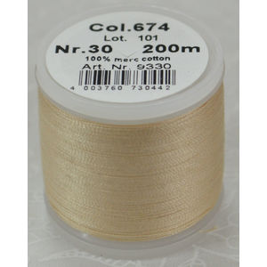 Madeira Cotona 30, 200m Embroidery &amp; Quilting Thread Colour 674 Light Tan