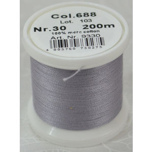 Madeira Cotona 30, 200m Embroidery &amp; Quilting Thread Colour 688 Grey