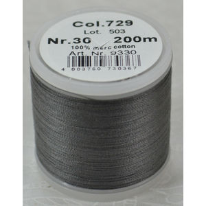 Madeira Cotona 30, 200m Embroidery &amp; Quilting Thread Colour 729 Dark Grey