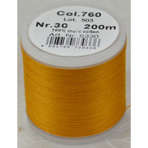 Madeira Cotona 30, 200m Embroidery &amp; Quilting Thread Colour 760 Orange Sunrise