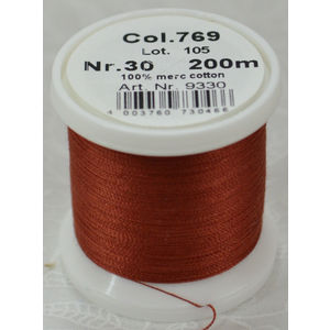 Madeira Cotona 30, 200m Embroidery &amp; Quilting Thread, Colour 769 Dark Burnt Orange