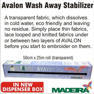 Madeira Avalon Wash Away Stabiliser (Solvy), 50cm x 25m Full Roll Transparent