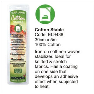 Cotton Stable Iron-On Embroidery Stabilizer, 30cm x 5m Roll By Madeira