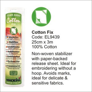 Madeira Cotton Fix Non-Woven Paper Back Embroidery Stabilizer, 25cm x 3m Roll