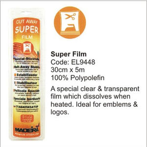 Madeira Super Film, Cut &amp; Melt Away Embroidery Stabilizer 30cm x 5m Roll