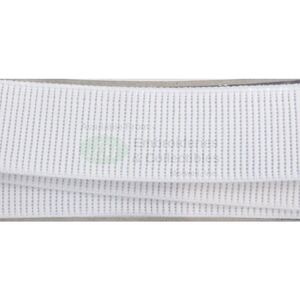 WHITE 50mm Ribbed Non-Roll Elastic, Wide Per Metre