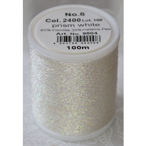 Madeira Glamour 8 Thread #2400 PRISM WHITE, 100m Embroidery, Crochet