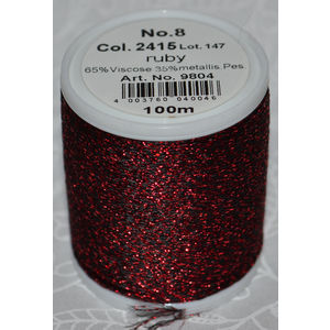 Madeira Glamour 8 Thread #2415 RUBY, 100m Embroidery, Crochet