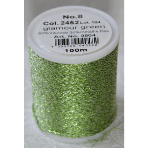 Madeira Glamour 8 Thread #2452 GLAMOUR GREEN, 100m Embroidery, Crochet