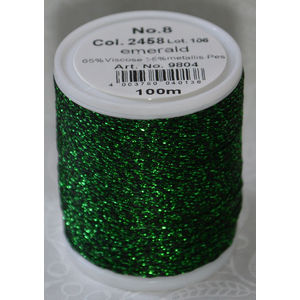 Madeira Glamour 8 Thread #2458 EMERALD, 100m Embroidery, Crochet