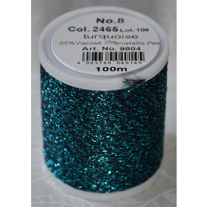 Madeira Glamour 8 Thread #2465 TURQUOISE, 100m Embroidery, Crochet