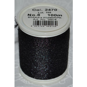 Madeira Glamour 8 Thread #2470 BLACK, 100m Embroidery, Crochet