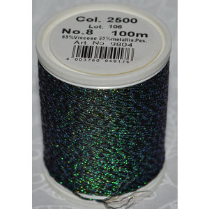 Madeira Glamour 8 Thread #2500 PRISM BLACK, 100m Embroidery, Crochet