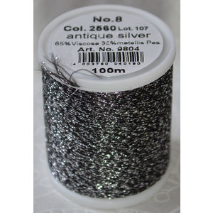 Madeira Glamour 8 Thread #2560 ANTIQUE SILVER, 100m Embroidery, Crochet