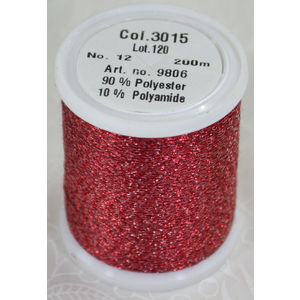 Madeira Glamour 12, #3015 - Ruby 200m Metallic Embroidery Thread