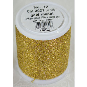 Madeira Glamour 12 Metallic Embroidery Thread, 200m GOLD MEDAL 3021