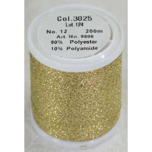 Madeira Glamour 12, #3025 - Pure Gold 200m Metallic Embroidery Thread