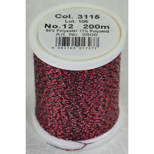 Madeira Glamour 12, #3115 - Devil Red 200m Metallic Embroidery Thread