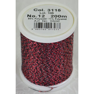 Madeira Glamour 12 Metallic Embroidery Thread, 200m DEVIL RED 3115