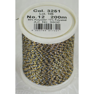 Madeira Glamour 12 Metallic Embroidery Thread, 200m ANTIQUE GOLD 3251