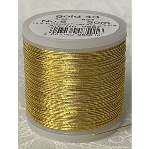 Madeira Metallic No.6, 50m Hand Embroidery Thread, Colour Gold 43 (9807.G43)