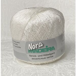 Madeira Metallised Nora Knitting &amp; Crochet Yarn, 100m Colour 301 White