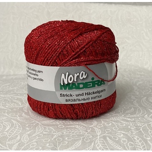 Madeira Metallised Nora Knitting &amp; Crochet Yarn, 100m Colour 315 RUBY RED