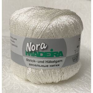 Madeira Metallised Nora Knitting &amp; Crochet Yarn, 100m Colour 390 OFF WHITE