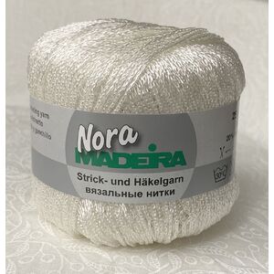 Madeira Metallised Nora Knitting & Crochet Yarn, 100m Colour 390 OFF WHITE