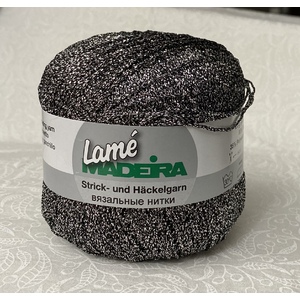 Madeira LAME Crochet & Knitting Yarn, 175m Colour 560 BLACK SILVER