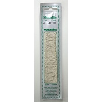 Madeira No. 4, 20m Metallic Hand Embroidery Thread, PURE SILVER Colour 4010