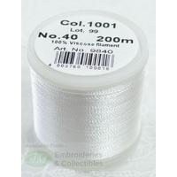 Madeira Rayon 40 #1001 WHITE, 200m Machine Embroidery Thread