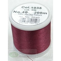 Madeira Rayon 40 #1035 WINE 200m Machine Embroidery Thread