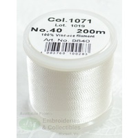 Madeira Rayon 40 #1071 OFF WHITE or PALE SEA FOAM, Machine Embroidery Thread 200m