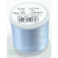 Madeira Rayon 40 #1074 PALE POWDER BLUE 200m Machine Embroidery Thread